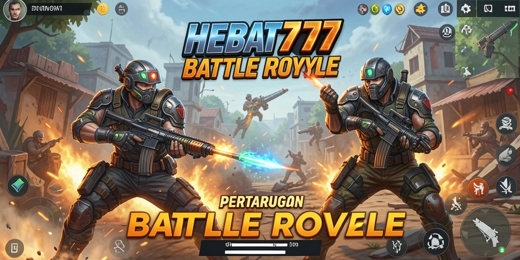 Screenshot gameplay HEBAT777 menunjukkan aksi saat bertarung di arena Battle Royale.