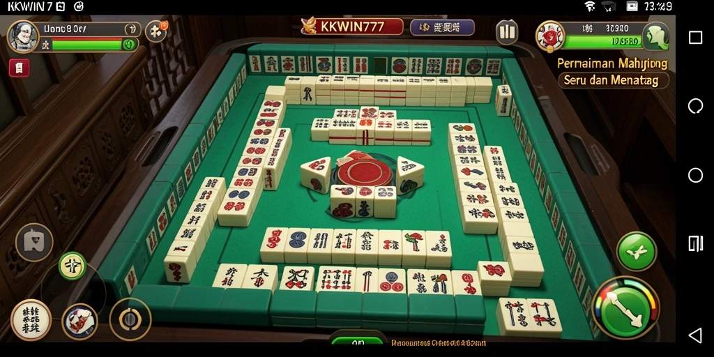 Screenshot gameplay KKWIN777 menampilkan suasana permainan Mahjong yang menegangkan.