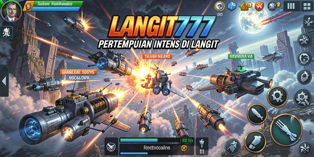 Screenshot utama LANGIT777 menampilkan aksi pertempuran udara yang mendebarkan.