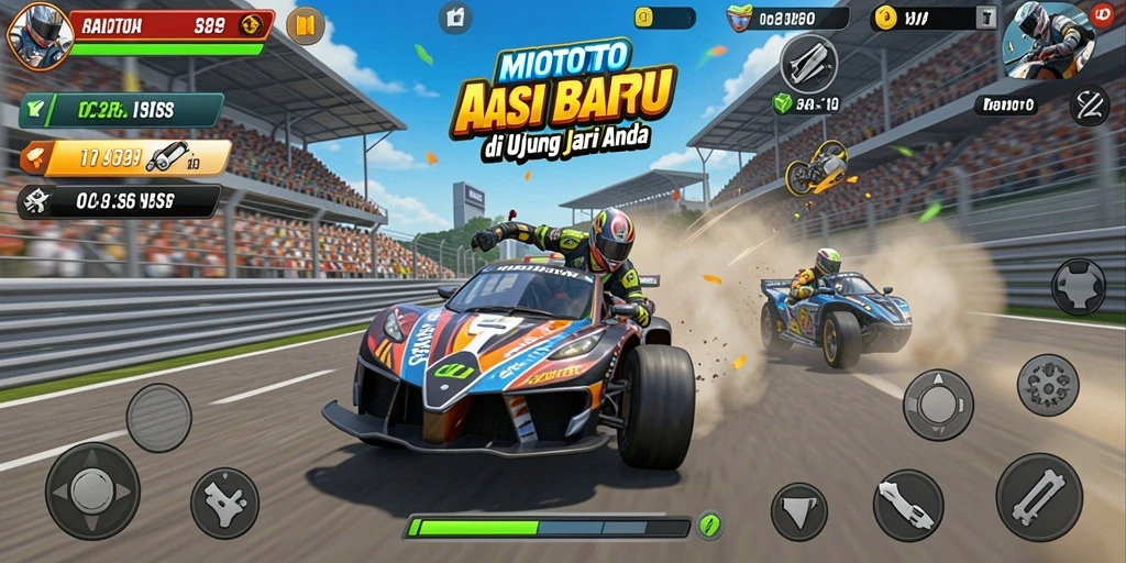 Tampilan gameplay Racing yang mendebarkan dan penuh aksi.