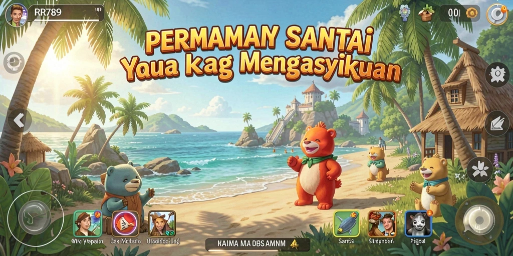 Tampilan gameplay RR789 yang ceria dan mengasyikkan.
