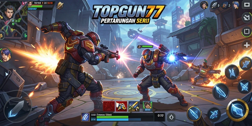 Gameplay menarik dari TOPGUN77 yang menggambarkan pertarungan MOBA.